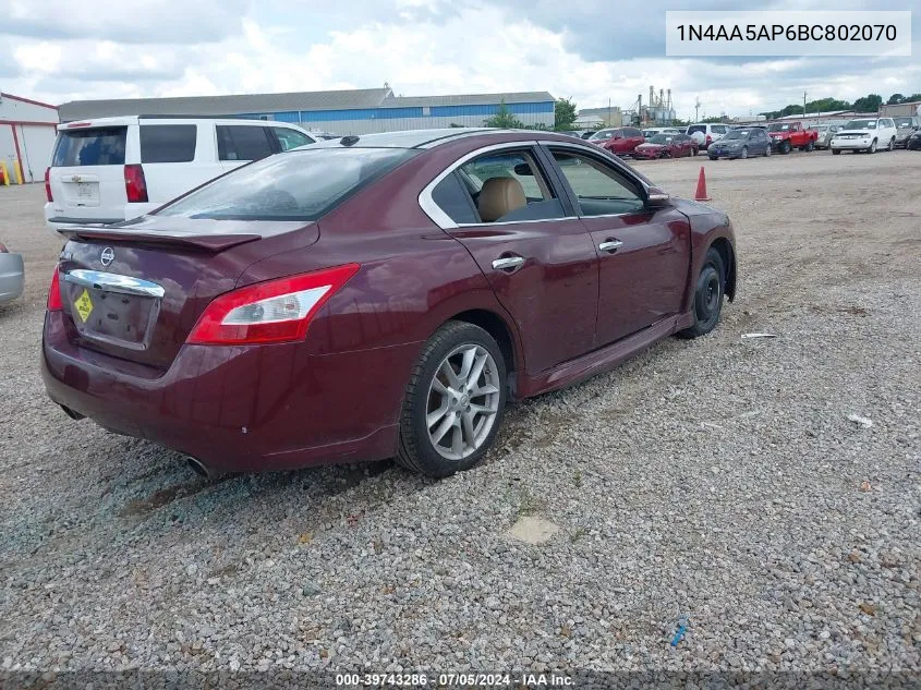 1N4AA5AP6BC802070 2011 Nissan Maxima 3.5 Sv