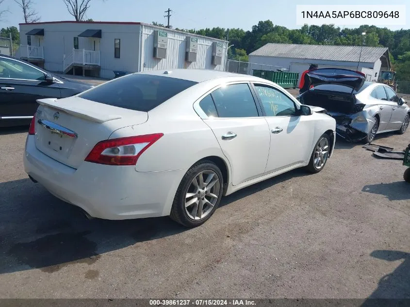 1N4AA5AP6BC809648 2011 Nissan Maxima 3.5 Sv