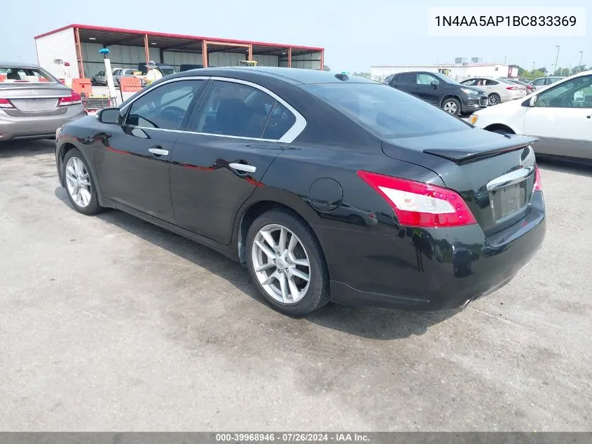 2011 Nissan Maxima 3.5 Sv VIN: 1N4AA5AP1BC833369 Lot: 39968946