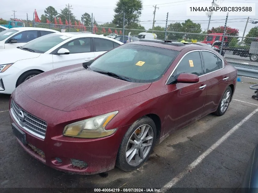 2011 Nissan Maxima 3.5 S VIN: 1N4AA5APXBC839588 Lot: 40054219