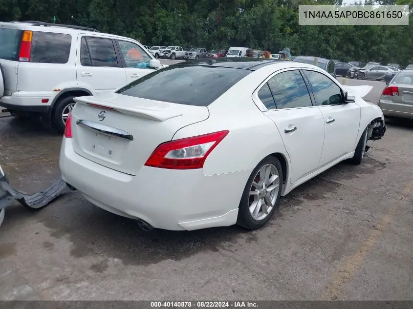 2011 Nissan Maxima 3.5 Sv VIN: 1N4AA5AP0BC861650 Lot: 40140878