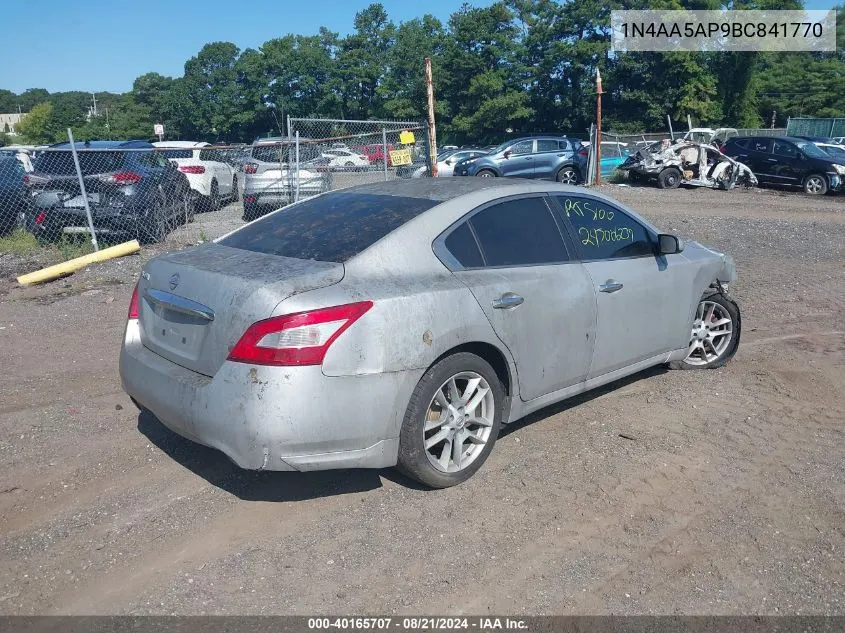 2011 Nissan Maxima 3.5 S VIN: 1N4AA5AP9BC841770 Lot: 40165707