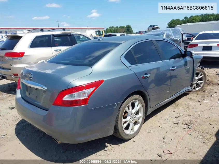 2011 Nissan Maxima 3.5 Sv VIN: 1N4AA5AP6BC806815 Lot: 40168599