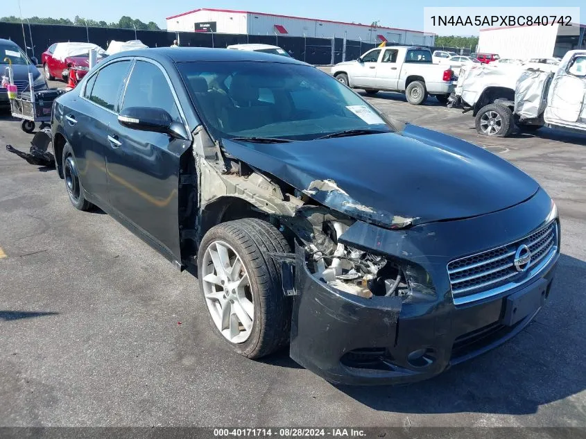 1N4AA5APXBC840742 2011 Nissan Maxima 3.5 Sv