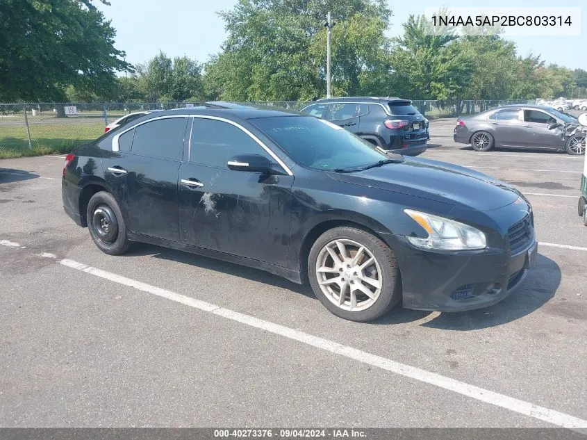 2011 Nissan Maxima 3.5 Sv VIN: 1N4AA5AP2BC803314 Lot: 40273376