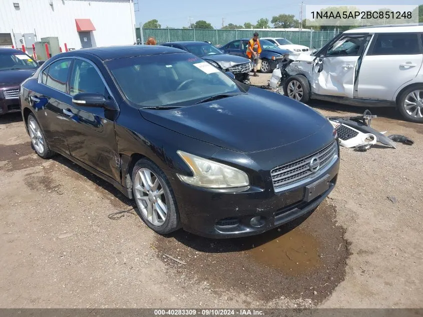 2011 Nissan Maxima 3.5 Sv VIN: 1N4AA5AP2BC851248 Lot: 40283309