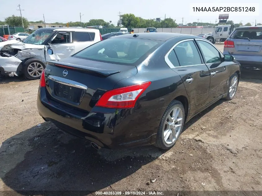 2011 Nissan Maxima 3.5 Sv VIN: 1N4AA5AP2BC851248 Lot: 40283309