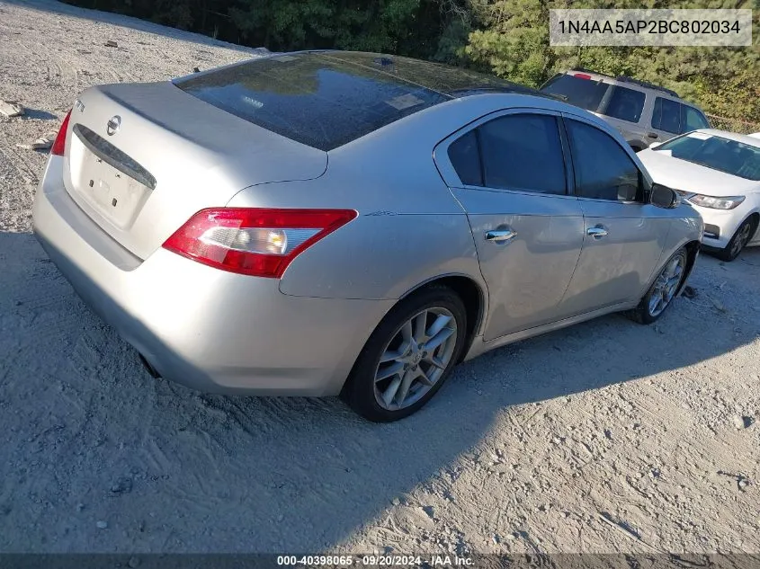 1N4AA5AP2BC802034 2011 Nissan Maxima 3.5 Sv