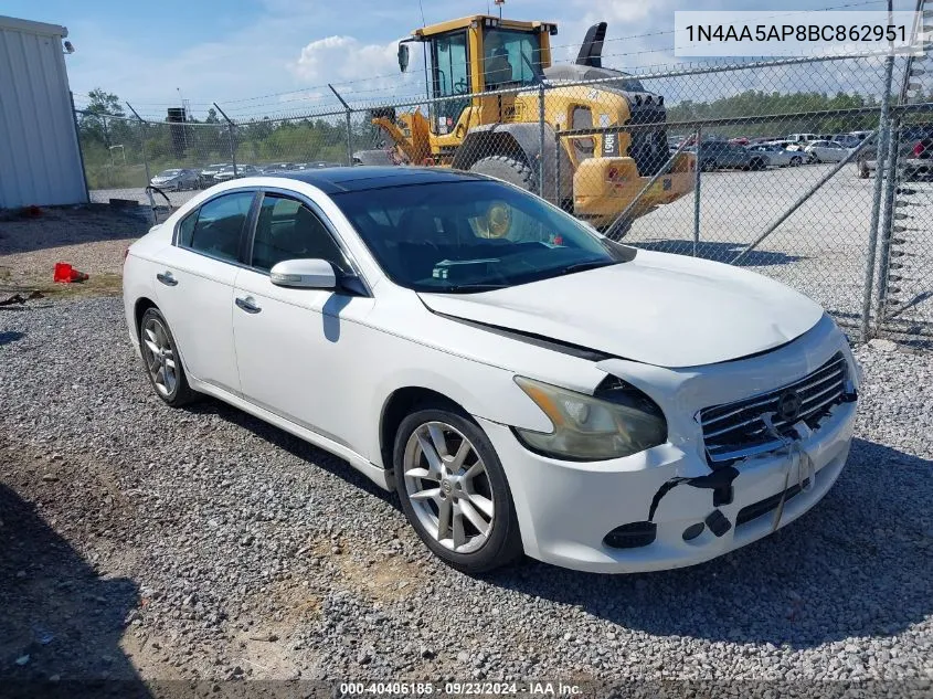 2011 Nissan Maxima 3.5 Sv VIN: 1N4AA5AP8BC862951 Lot: 40406185