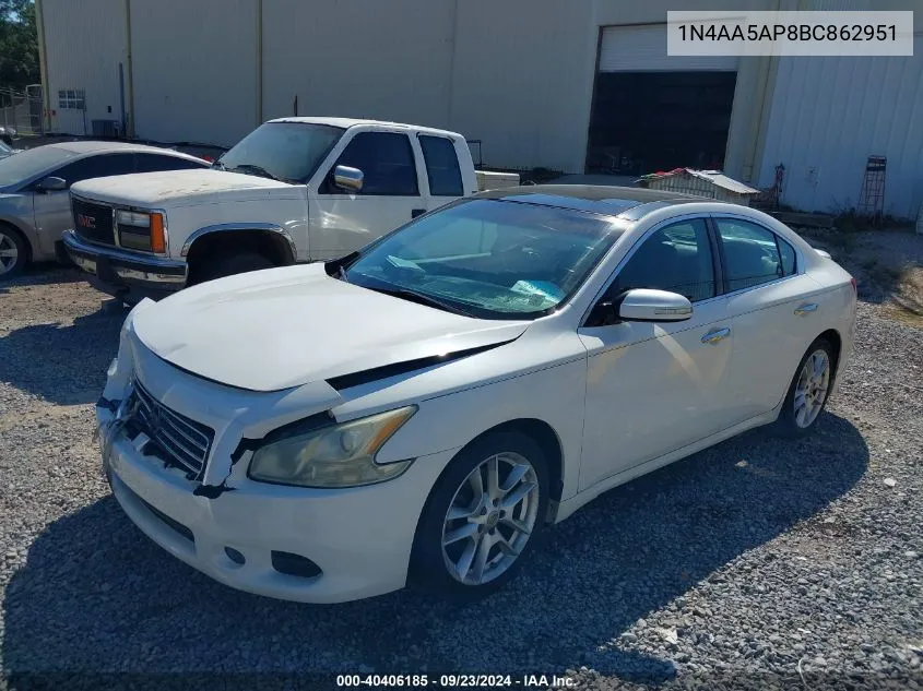 2011 Nissan Maxima 3.5 Sv VIN: 1N4AA5AP8BC862951 Lot: 40406185