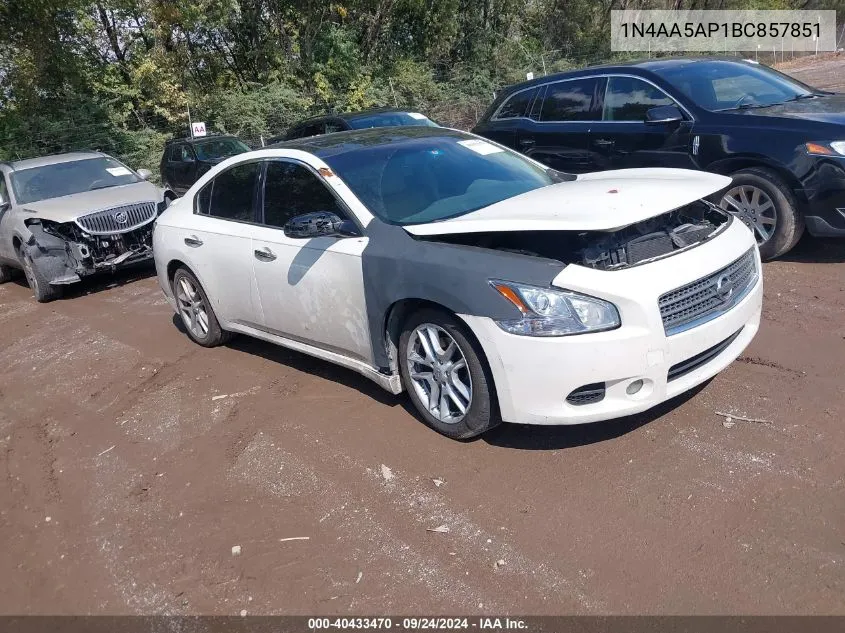 2011 Nissan Maxima 3.5 Sv VIN: 1N4AA5AP1BC857851 Lot: 40433470