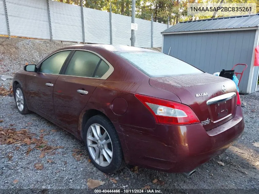 2011 Nissan Maxima S/Sv VIN: 1N4AA5AP2BC835261 Lot: 40444466