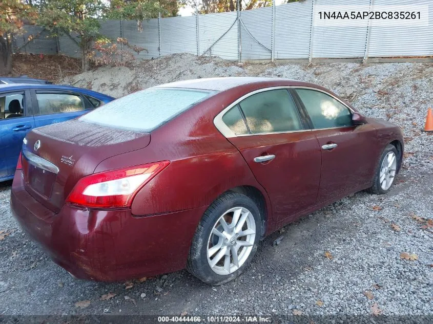 2011 Nissan Maxima S/Sv VIN: 1N4AA5AP2BC835261 Lot: 40444466