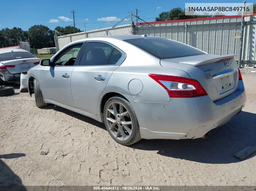 1N4AA5AP8BC849715 2011 Nissan Maxima 3.5 Sv