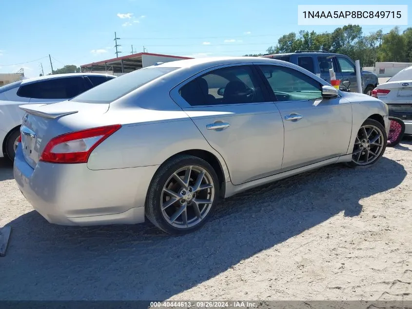 1N4AA5AP8BC849715 2011 Nissan Maxima 3.5 Sv