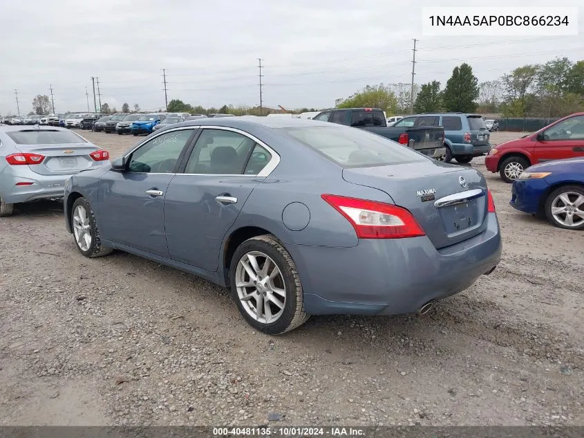 2011 Nissan Maxima 3.5 S VIN: 1N4AA5AP0BC866234 Lot: 40481135