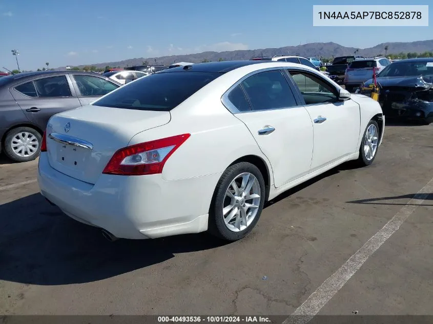 2011 Nissan Maxima 3.5 Sv VIN: 1N4AA5AP7BC852878 Lot: 40493536