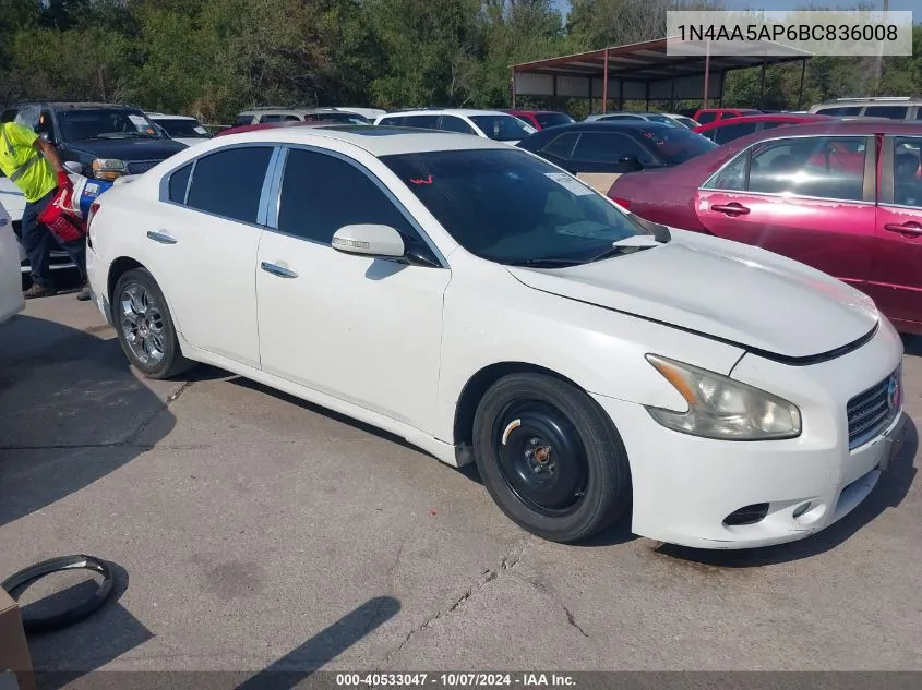 2011 Nissan Maxima 3.5 Sv VIN: 1N4AA5AP6BC836008 Lot: 40533047