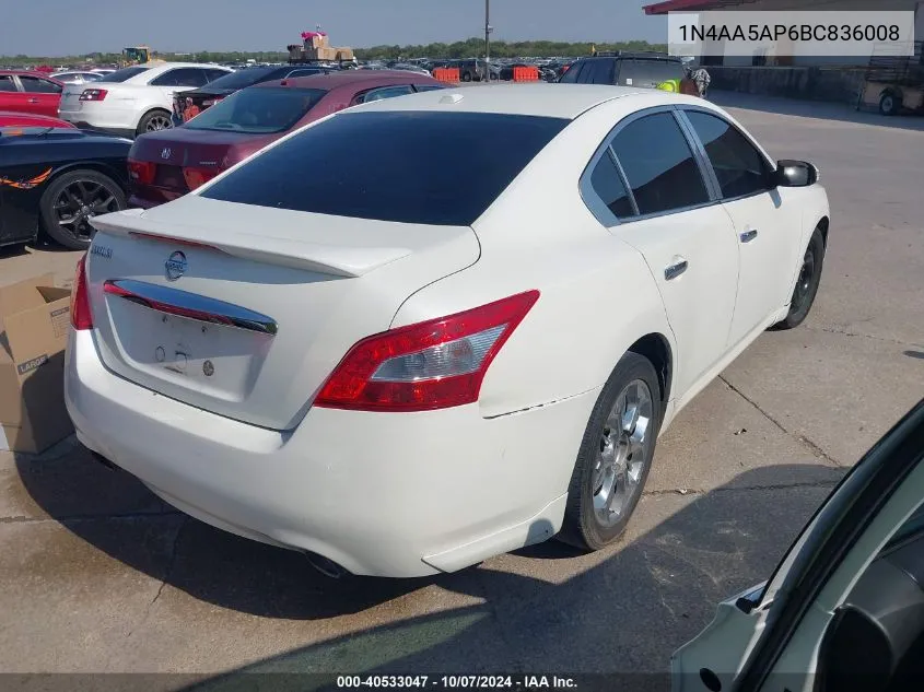 2011 Nissan Maxima 3.5 Sv VIN: 1N4AA5AP6BC836008 Lot: 40533047