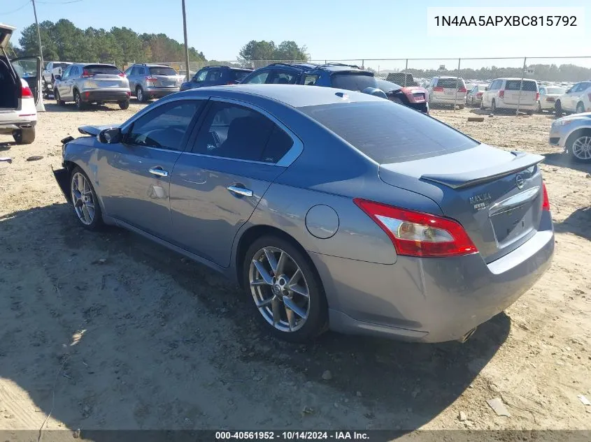 2011 Nissan Maxima 3.5 Sv VIN: 1N4AA5APXBC815792 Lot: 40561952