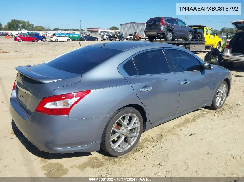 2011 Nissan Maxima 3.5 Sv VIN: 1N4AA5APXBC815792 Lot: 40561952