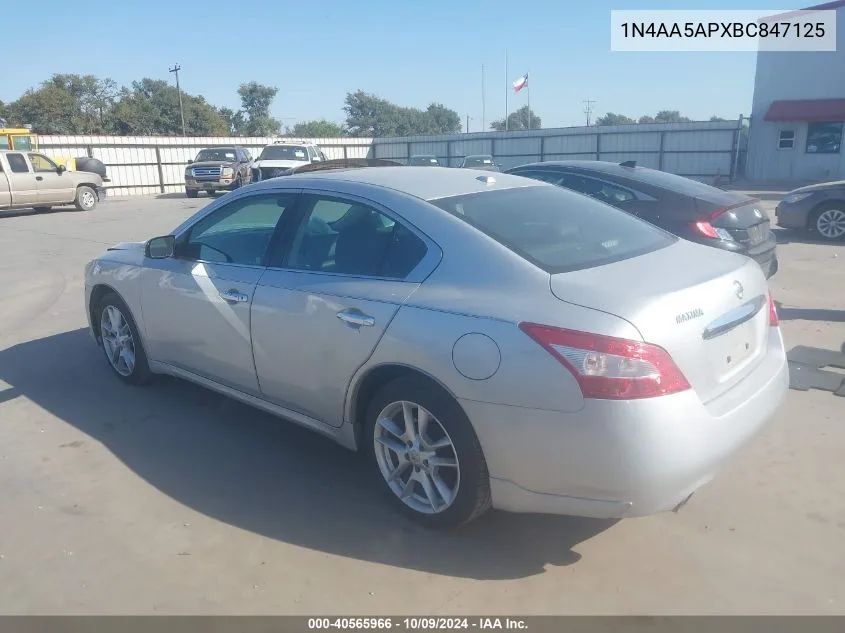 2011 Nissan Maxima 3.5 Sv VIN: 1N4AA5APXBC847125 Lot: 40565966