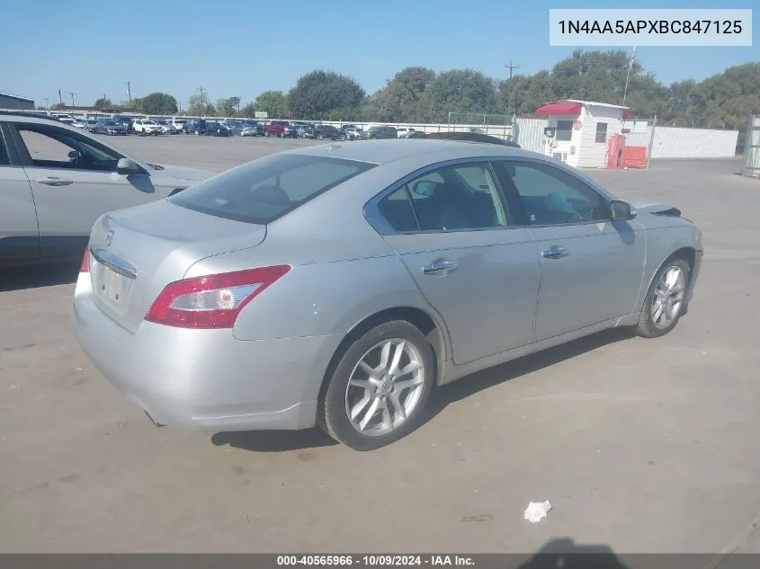 2011 Nissan Maxima 3.5 Sv VIN: 1N4AA5APXBC847125 Lot: 40565966