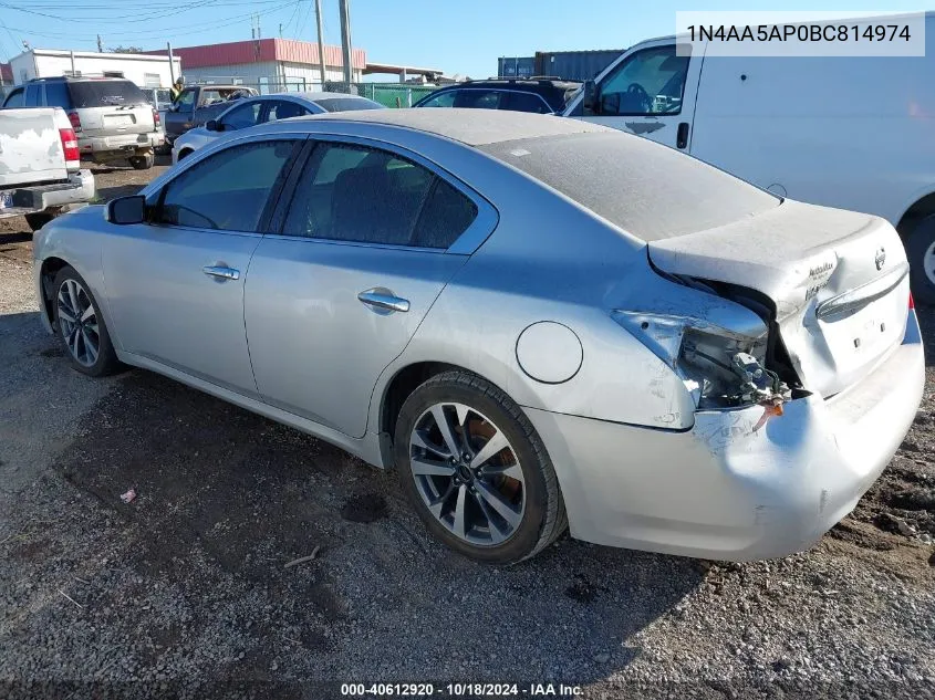 2011 Nissan Maxima 3.5 S VIN: 1N4AA5AP0BC814974 Lot: 40612920