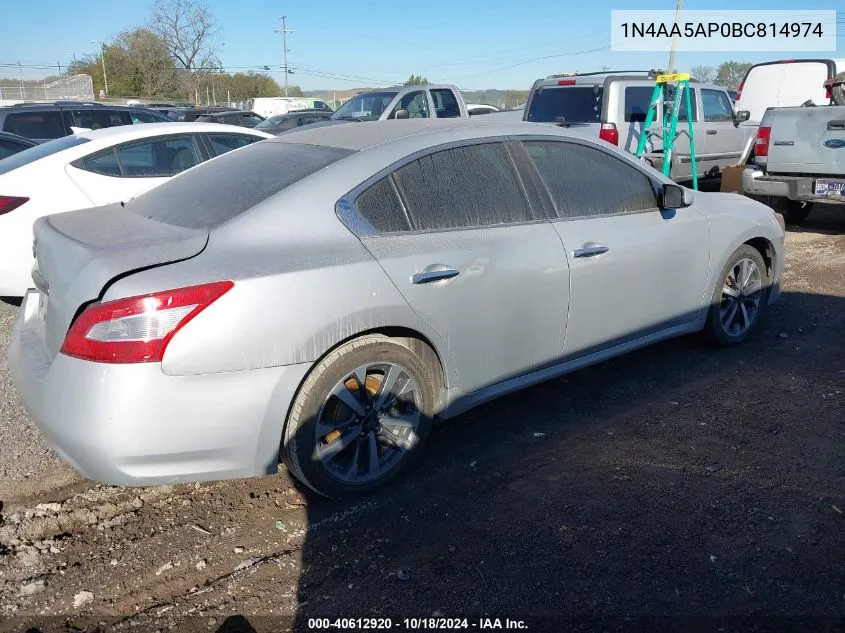 2011 Nissan Maxima 3.5 S VIN: 1N4AA5AP0BC814974 Lot: 40612920