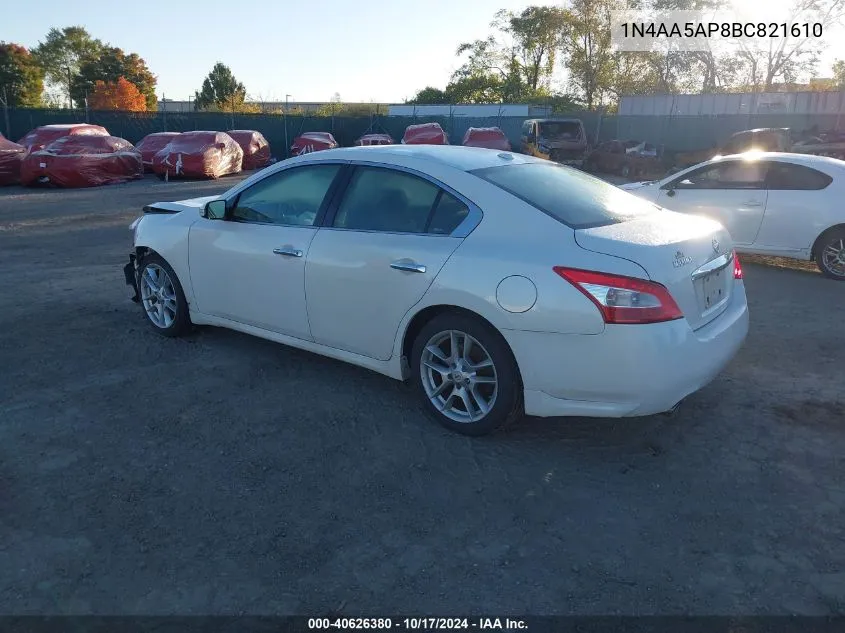 2011 Nissan Maxima 3.5 Sv VIN: 1N4AA5AP8BC821610 Lot: 40626380