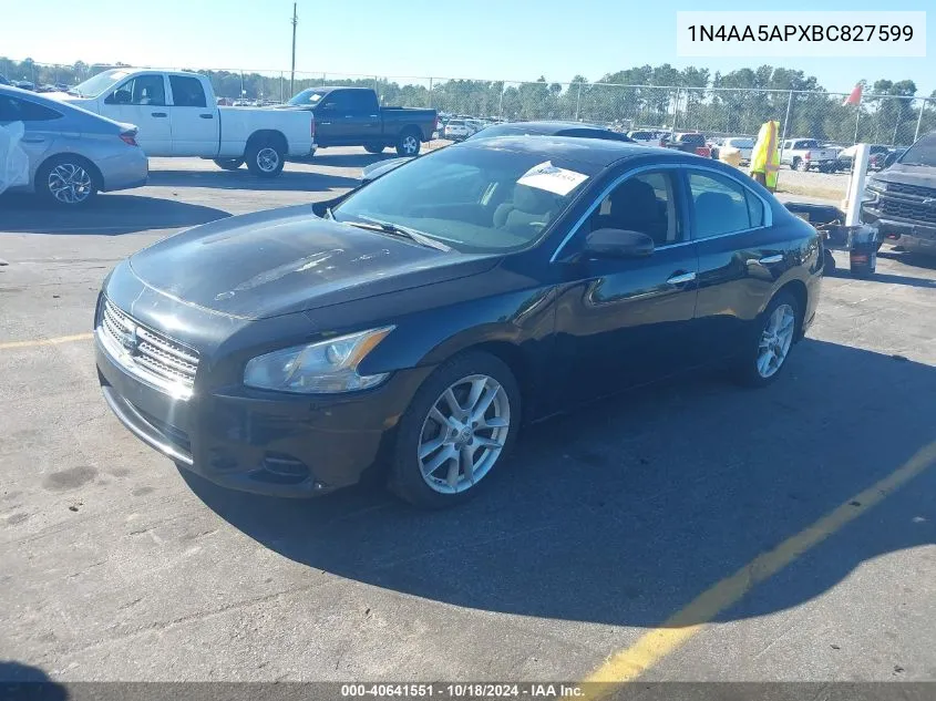 2011 Nissan Maxima 3.5 S VIN: 1N4AA5APXBC827599 Lot: 40641551