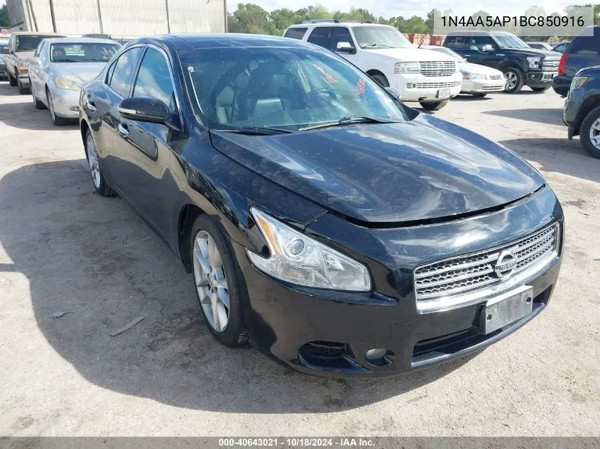 2011 Nissan Maxima 3.5 Sv VIN: 1N4AA5AP1BC850916 Lot: 40643021