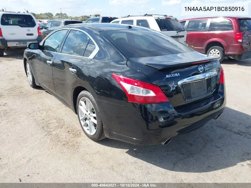 2011 Nissan Maxima 3.5 Sv VIN: 1N4AA5AP1BC850916 Lot: 40643021