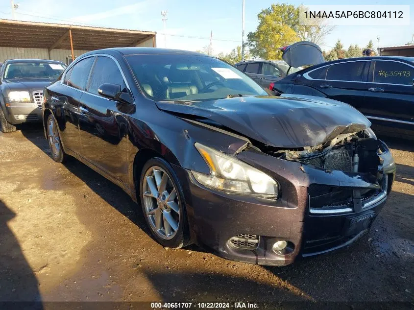 2011 Nissan Maxima 3.5 Sv VIN: 1N4AA5AP6BC804112 Lot: 40651707