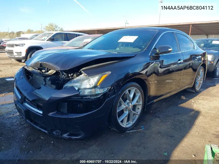 2011 Nissan Maxima 3.5 Sv VIN: 1N4AA5AP6BC804112 Lot: 40651707