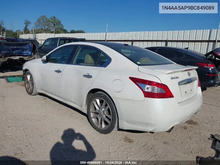 2011 Nissan Maxima 3.5 Sv VIN: 1N4AA5AP9BC849089 Lot: 40666051