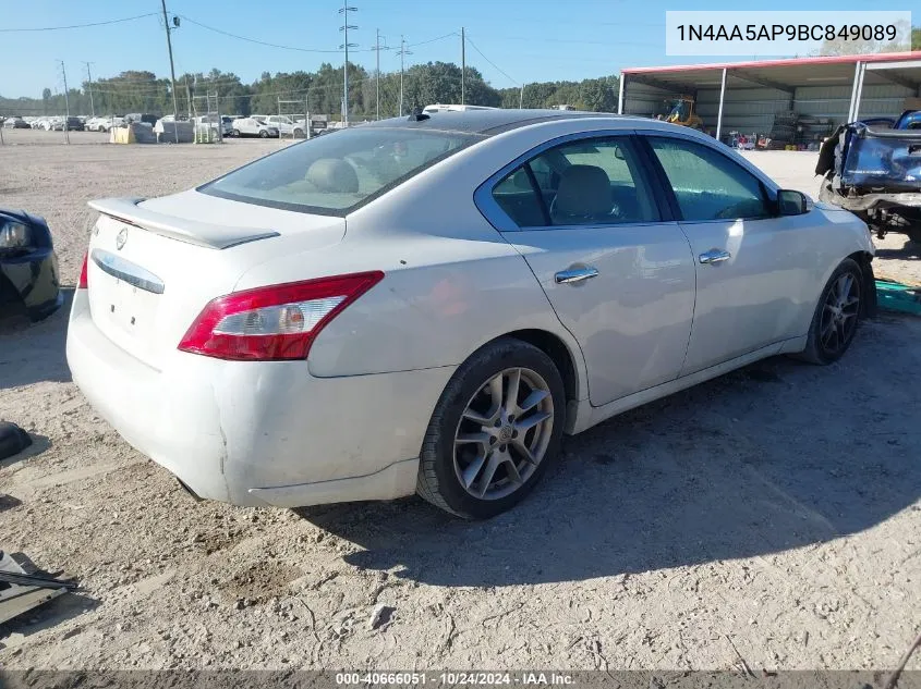 2011 Nissan Maxima 3.5 Sv VIN: 1N4AA5AP9BC849089 Lot: 40666051