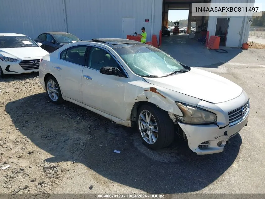 2011 Nissan Maxima 3.5 Sv VIN: 1N4AA5APXBC811497 Lot: 40670129