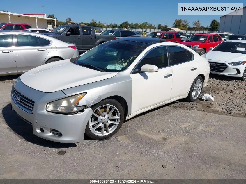 2011 Nissan Maxima 3.5 Sv VIN: 1N4AA5APXBC811497 Lot: 40670129