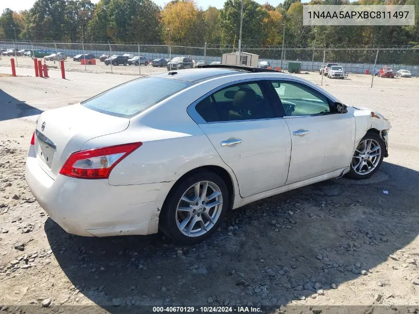 2011 Nissan Maxima 3.5 Sv VIN: 1N4AA5APXBC811497 Lot: 40670129