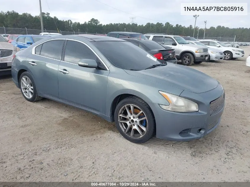 2011 Nissan Maxima 3.5 Sv VIN: 1N4AA5AP7BC805916 Lot: 40677084