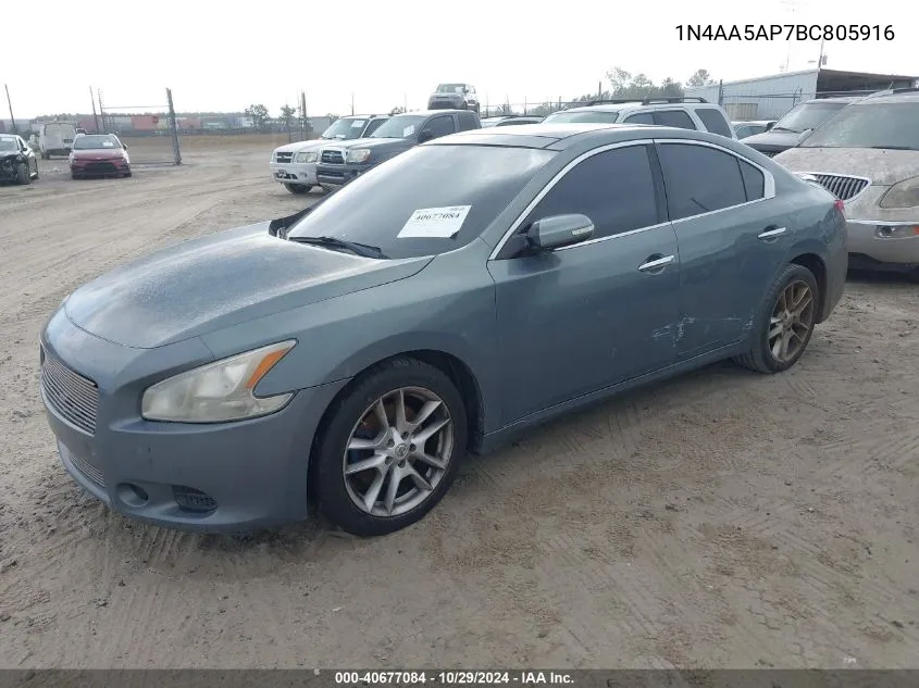 2011 Nissan Maxima 3.5 Sv VIN: 1N4AA5AP7BC805916 Lot: 40677084