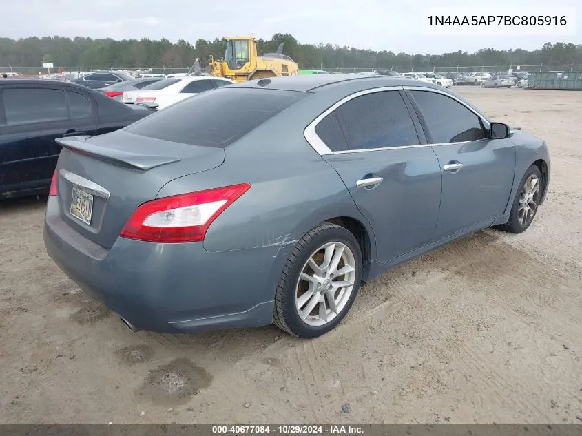 2011 Nissan Maxima 3.5 Sv VIN: 1N4AA5AP7BC805916 Lot: 40677084