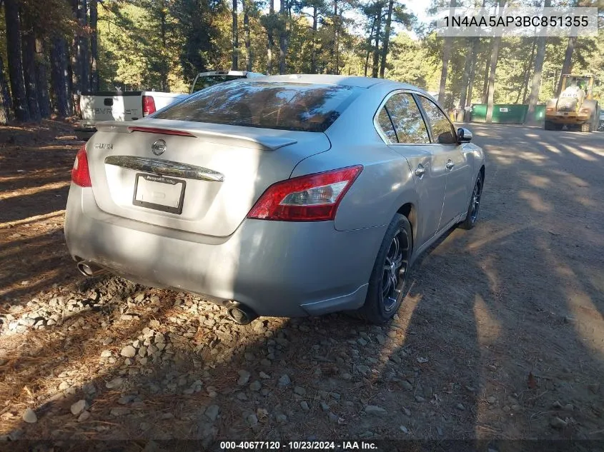 2011 Nissan Maxima 3.5 Sv VIN: 1N4AA5AP3BC851355 Lot: 40677120