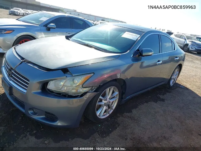 2011 Nissan Maxima 3.5 Sv VIN: 1N4AA5AP0BC859963 Lot: 40685099