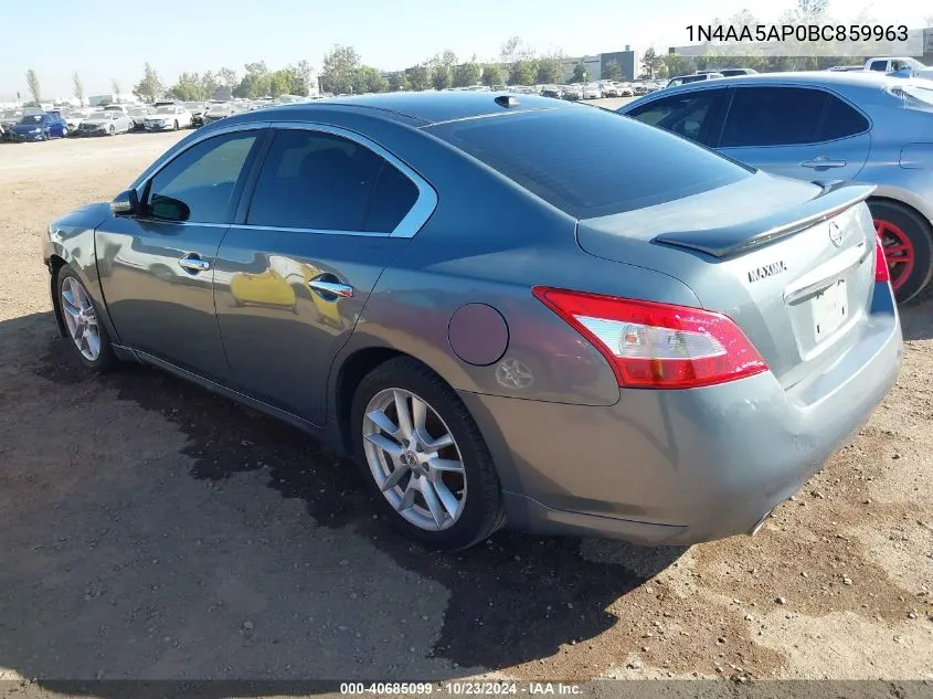 2011 Nissan Maxima 3.5 Sv VIN: 1N4AA5AP0BC859963 Lot: 40685099