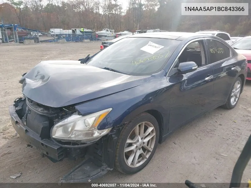 2011 Nissan Maxima 3.5 Sv VIN: 1N4AA5AP1BC843366 Lot: 40692857