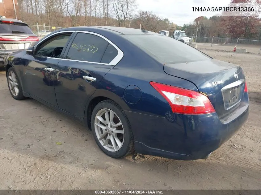 2011 Nissan Maxima 3.5 Sv VIN: 1N4AA5AP1BC843366 Lot: 40692857