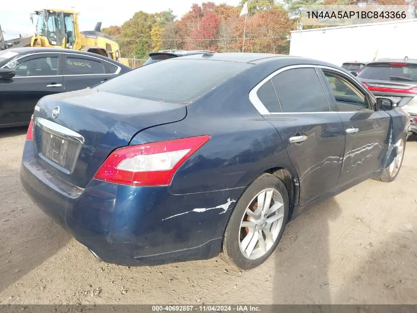 2011 Nissan Maxima 3.5 Sv VIN: 1N4AA5AP1BC843366 Lot: 40692857