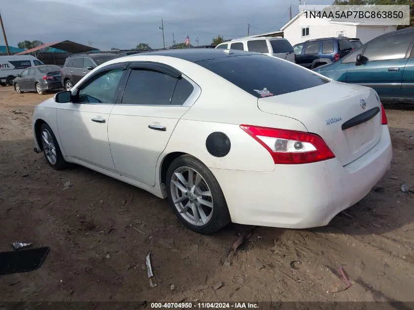 2011 Nissan Maxima 3.5 Sv VIN: 1N4AA5AP7BC863850 Lot: 40704950